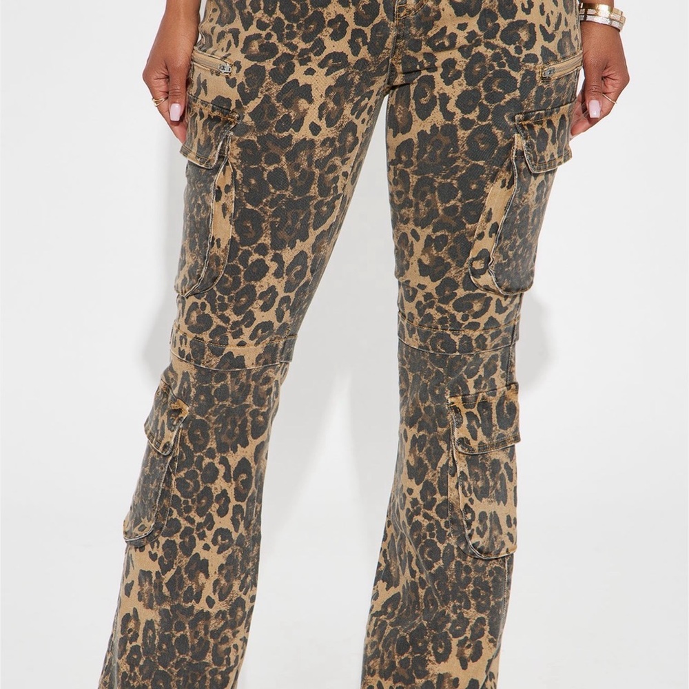 Leopard Print Cargo Pants